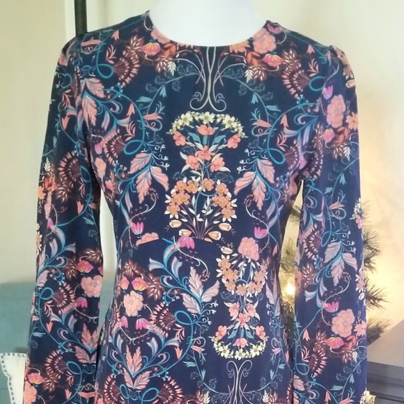 I. Madelline Navy Floral Dress Size Small - Picture 1 of 3